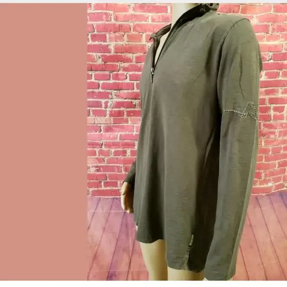 AJ Armani Jeans Mens Sweater Mock-neck Grey US XL 1/4 Zip Long Sleeve - Picture 8 of 8